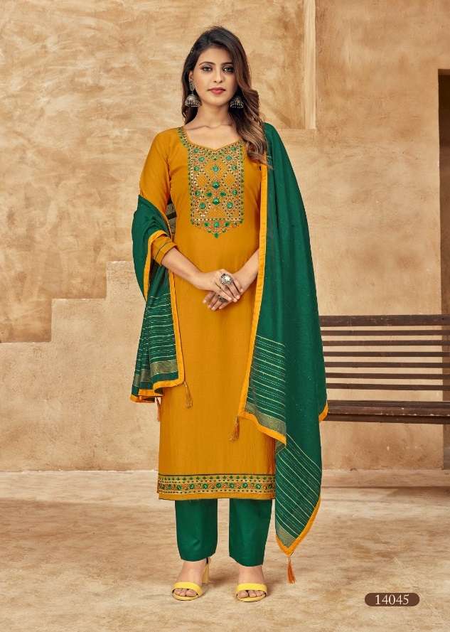 Panch Ratna One Plus Catalog Silk Attractive Dress Materials Wholesale