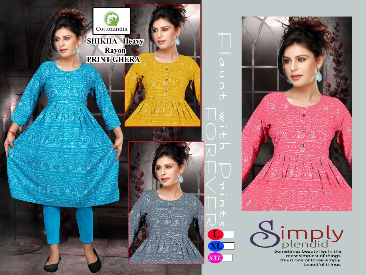 Shikha Heavy Rayon Print Ghera Style Kurti 