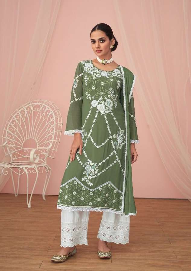 Vamika Noor Catalog Designer Embroidered Ready Made Top Bottom Dupatta Wholesale