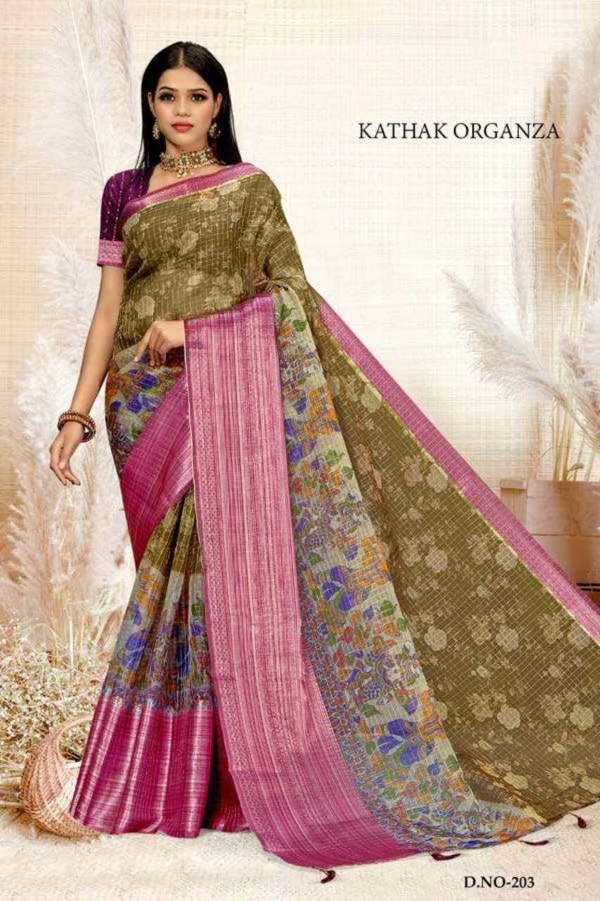 Ynf Kathak Organza Catalog Designer Sarees Wholesale