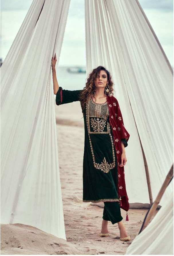 Aashirwad Mor Bagh Waves Catalog Pure Velvet Salwar Suits Wholesale