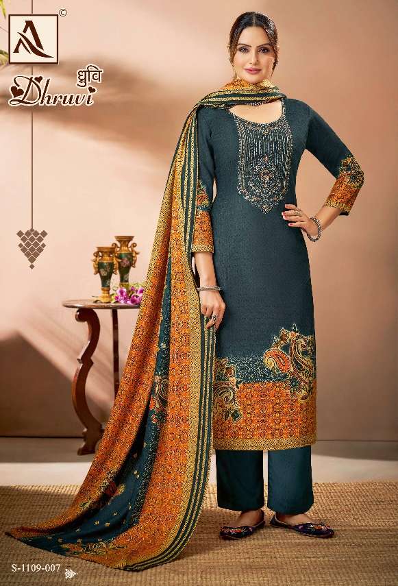 Alok Dhruvi Catalog Embroidery Winter Wear Pashmina Dress Materials Wholesale