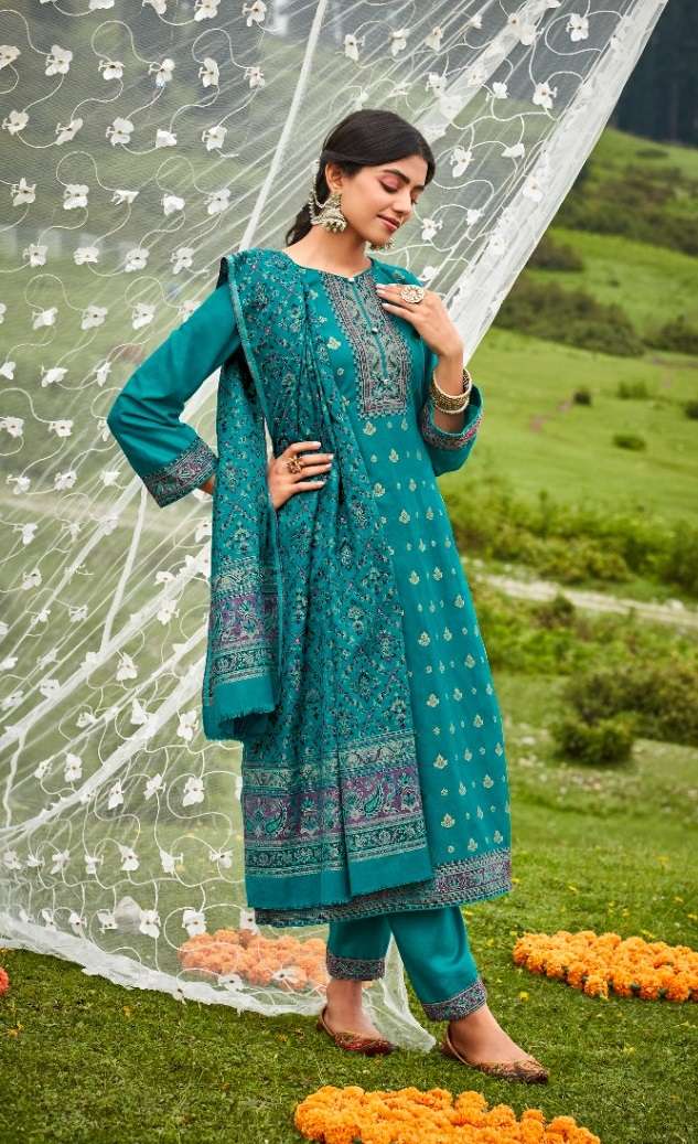 Belliza Izaara Catalog Premium Woolen Pashmina Dress Materials Wholesale