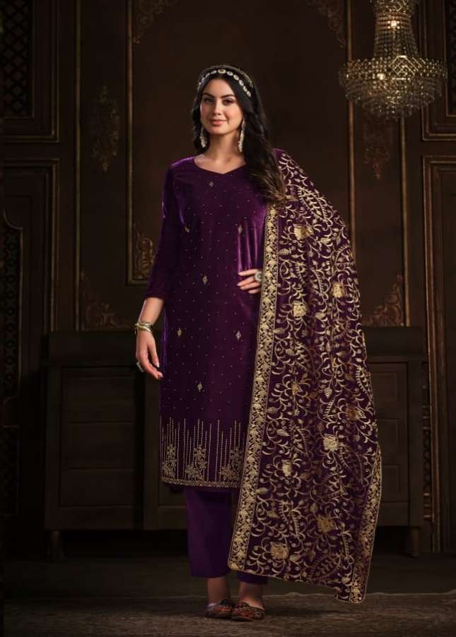 Belliza Ranjha Catalog Premium Velvet Winter Wear Dress Materials Wholesale
