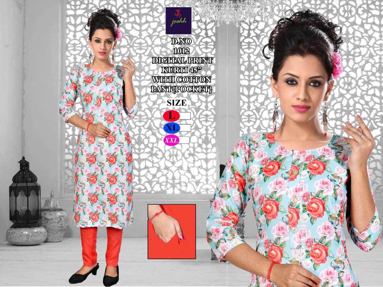 cotton india digital print kurti pant