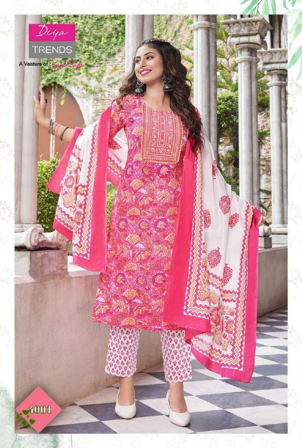 Diya Trends Odhani Vol 4 Catalog Classy Kurti With Pant And Dupatta Wholesale