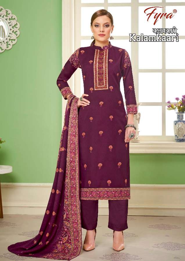 Fyra Kalamkaari Catalog Designer Wear Pashmina Dress Materials Wholesale