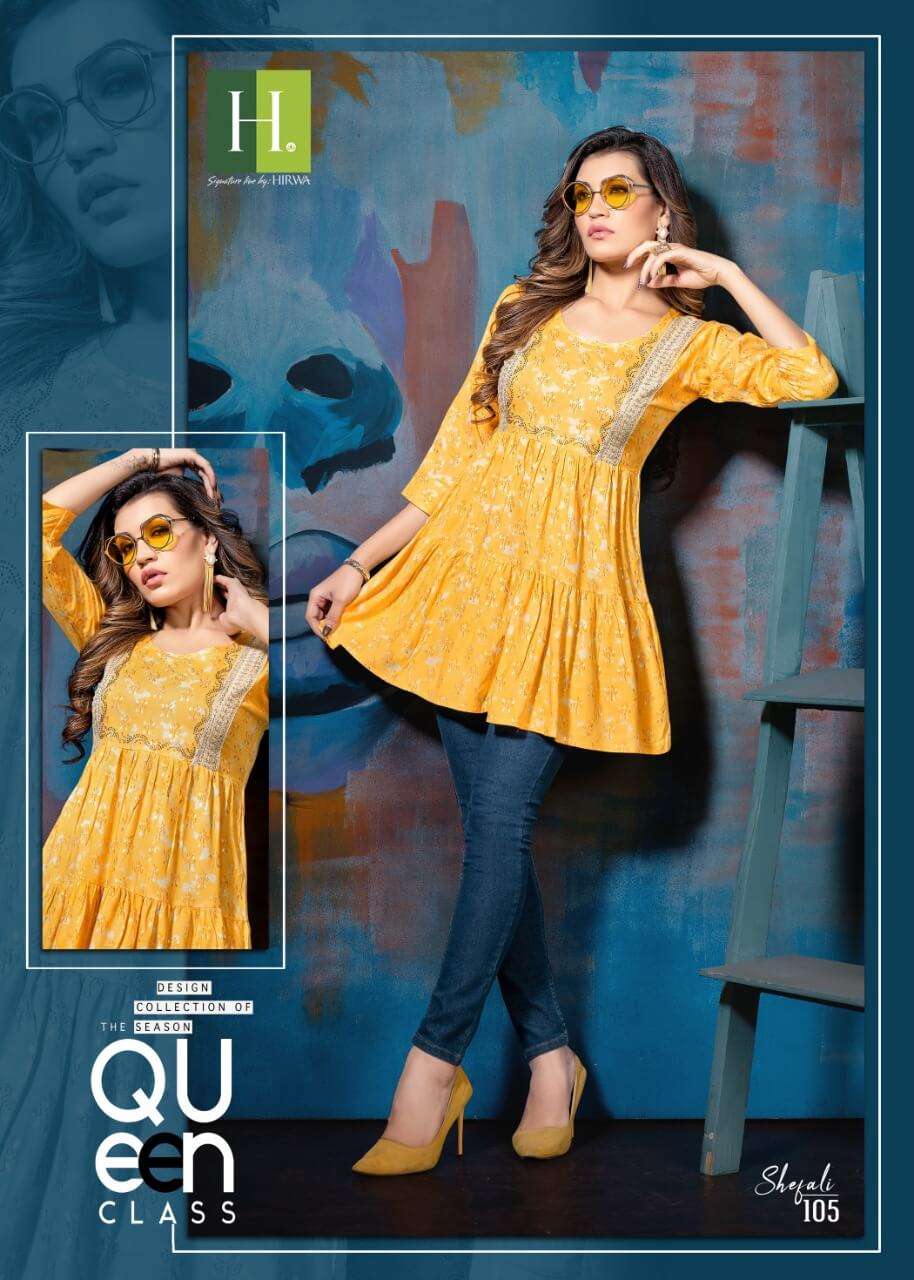 Hirwa Shefali Catalog Western Wear Rayon Top Wholesale