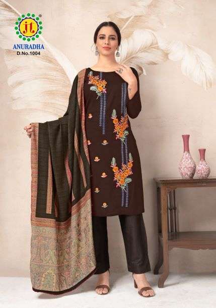 Jt Anuradha Vol 1 Catalog Pure Cotton With Premium Work Dress Materials Wholesale