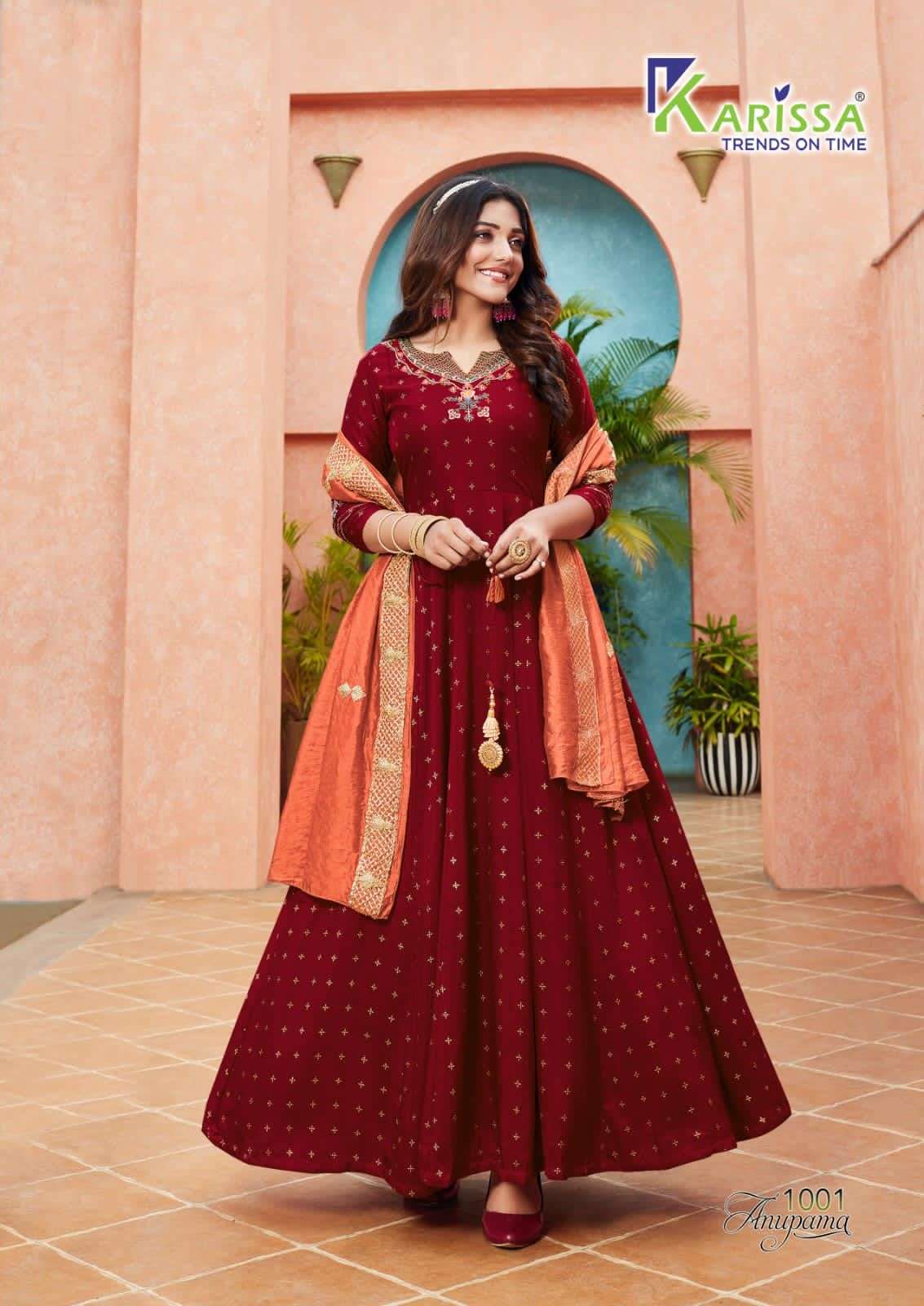 Karissa Anupama Catalog Festive Wear Gown With Dupatta Wholesale