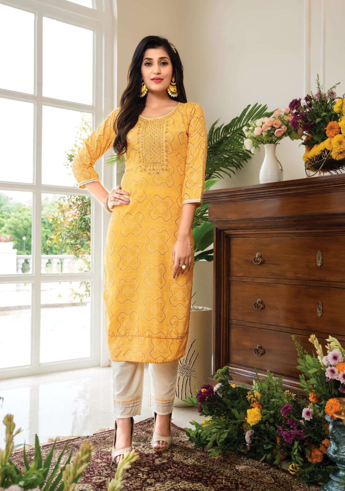 Kiana Bandhani Vol 4 Catalog Rayon Embroidery Gotapatti Kurti With Bottom Wholesale