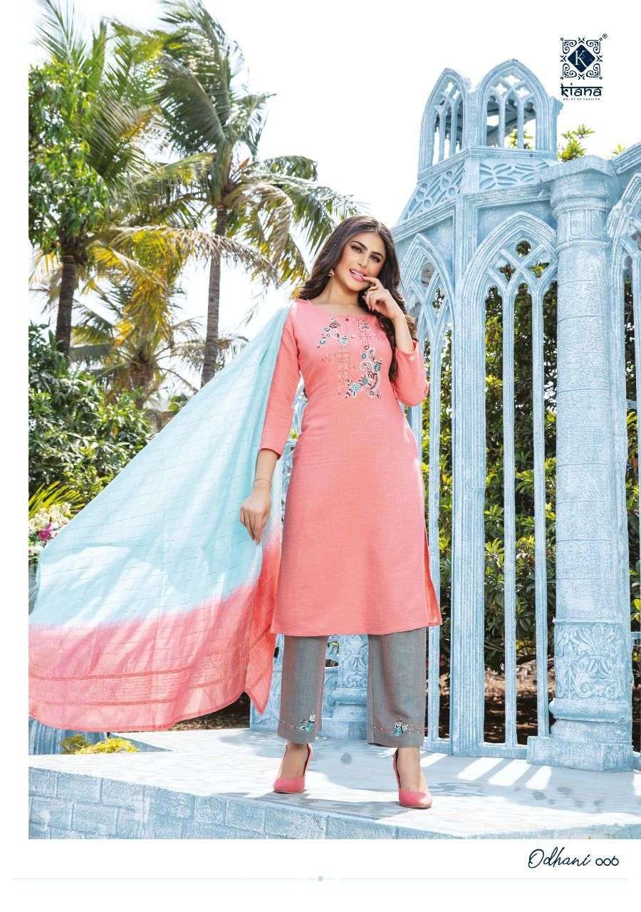 Kiana Odhani Catalog Embroidery Wear Ready Made Top Bottom Dupatta Wholesale