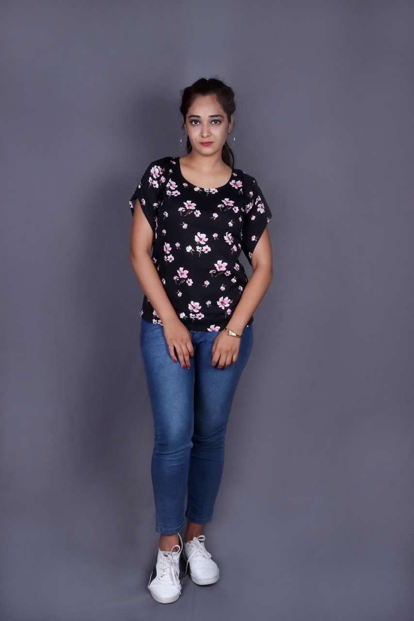 Sabella Trendy Tunics Vol 2 Catalog Crape Designer Wear Ladies Tops Wholesale