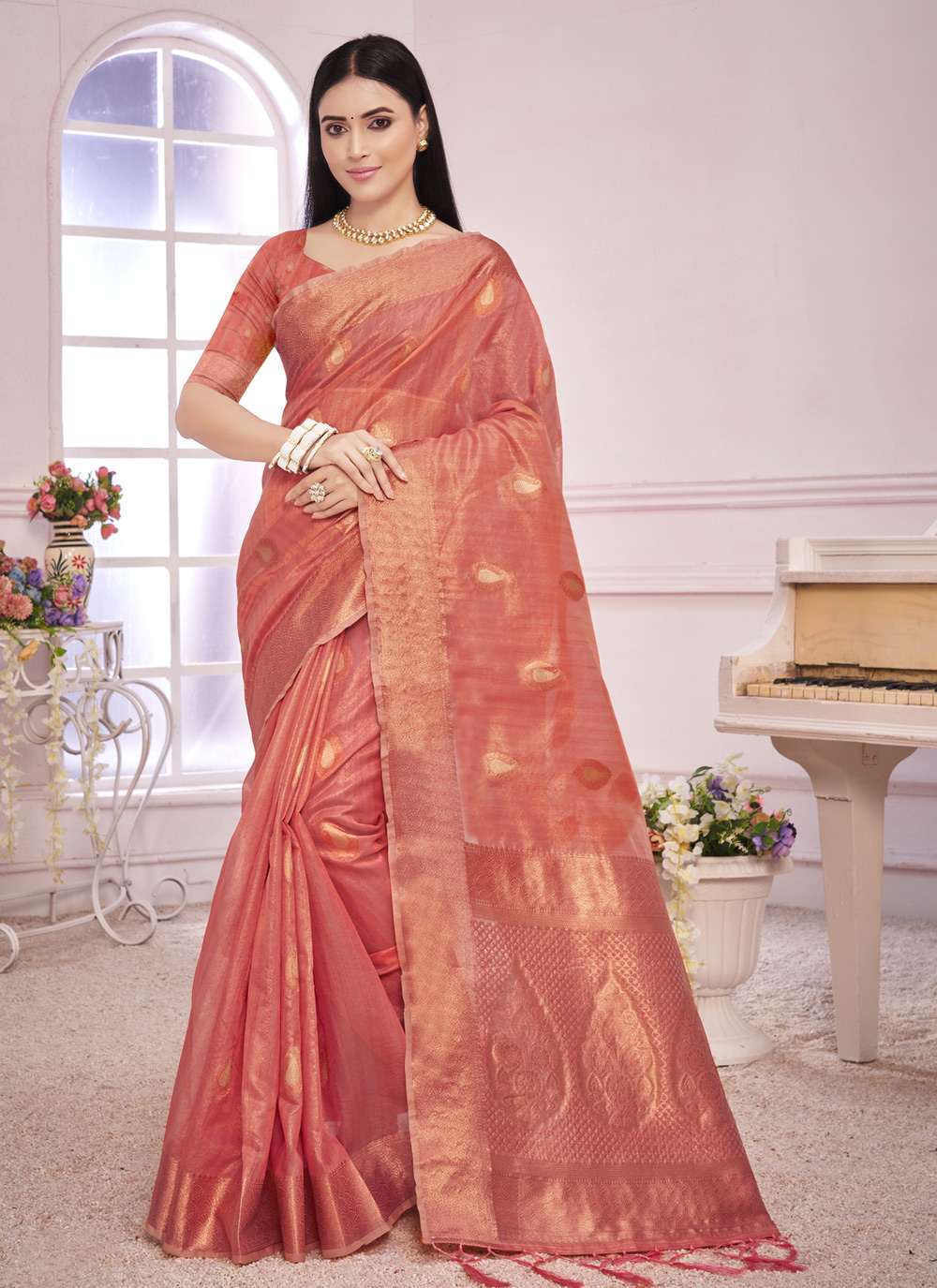 Sangam Padmini Catalog Organza Weaving Rich Pallu Sarees Wholesale