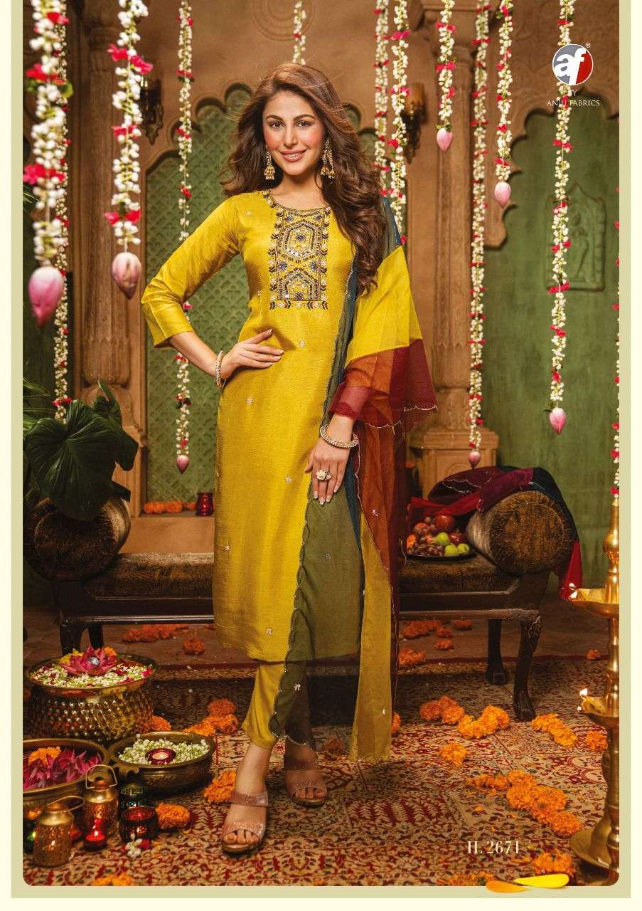 ANJU FABRICS PRESENT HEAVY KURTI WITH EXCLUSIVE PANT & HAND WORK DUPATTA 