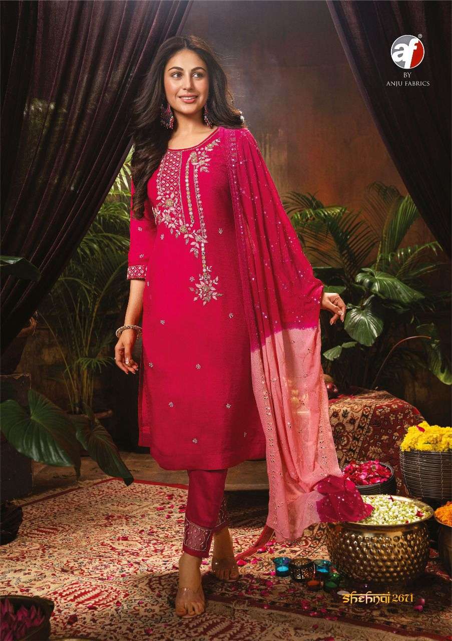 ANJU FABS UPCOMING FESTIVE KURTI PANT WITH HEAVY DUPATTA  ON VISCOSE DOLA SILK 