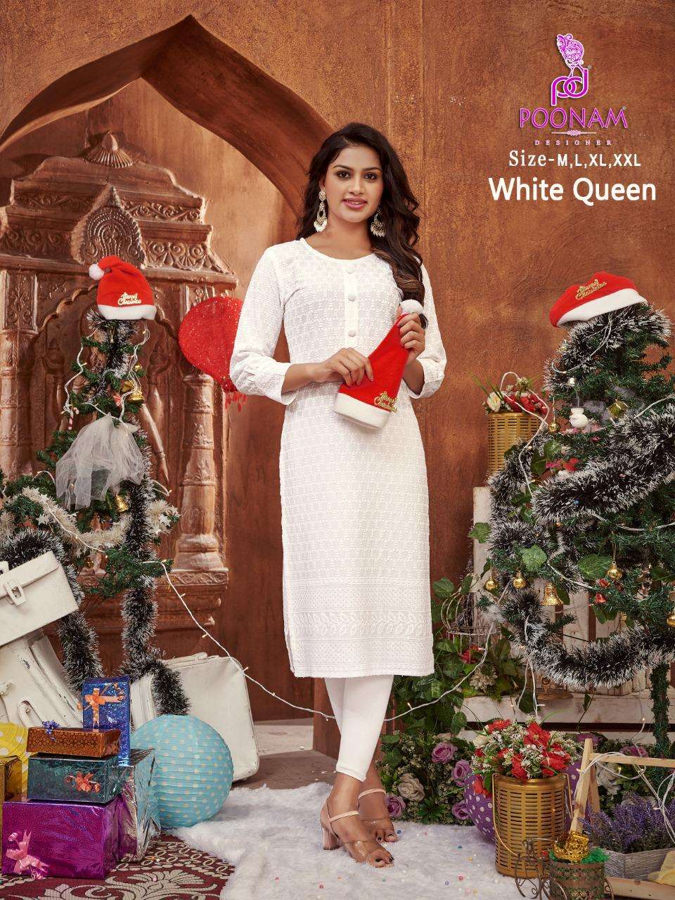 POONAM LAUNCHING WHITE QUEEN CHIKAN WORK KURTI