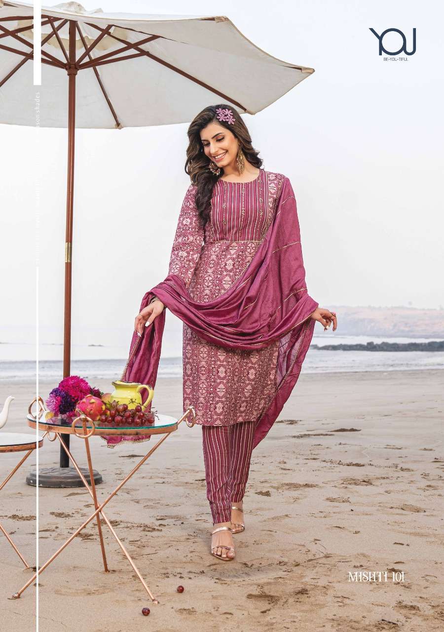 Wanna Present Mishti New Fancy Modal Sober Print Kurti With Pant & Dupatta On Wholesale