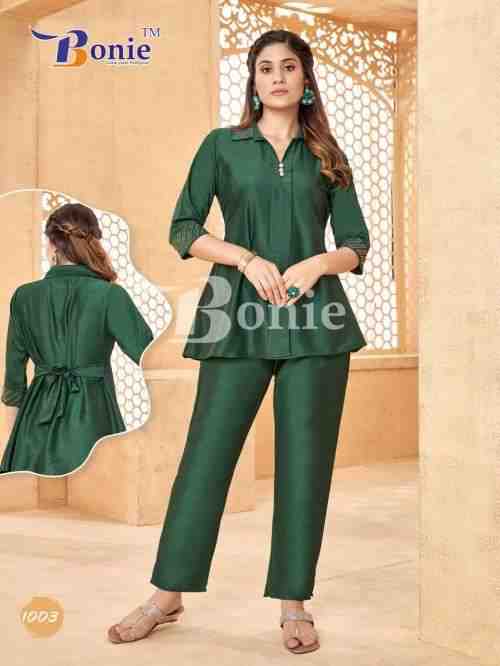 Bonie Rihana Silk Linen Ready Made Top With Bottom Collection On Wholesale