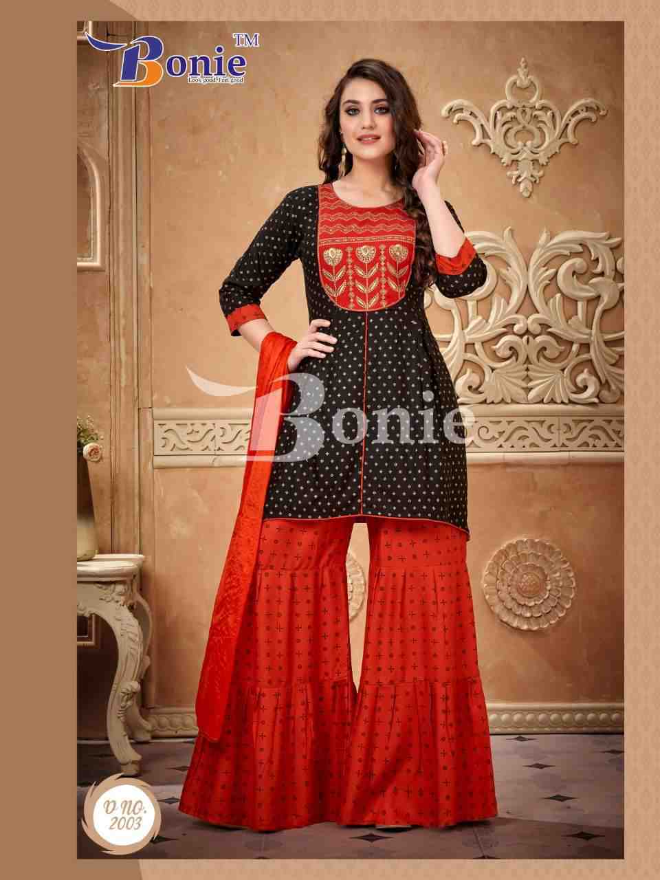 Bonie Unique Kurti Sharara Sets Readymade On Wholesale