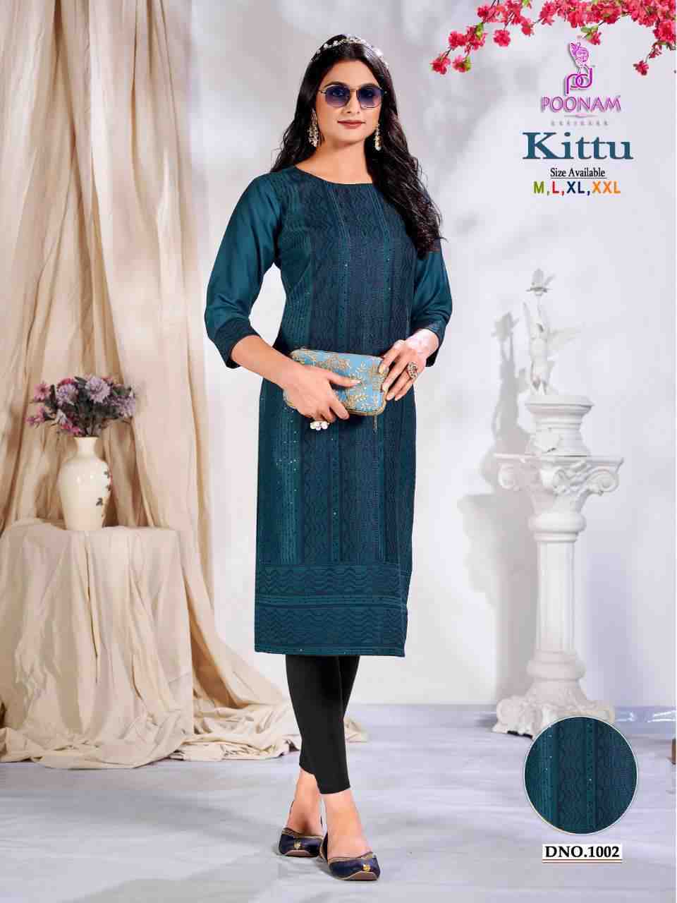Poonam Designer kittu Corset Work Kurti On Wholesale