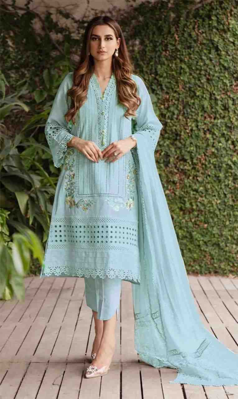 Sky Blue Color Georgette Resham Work Dress Material
