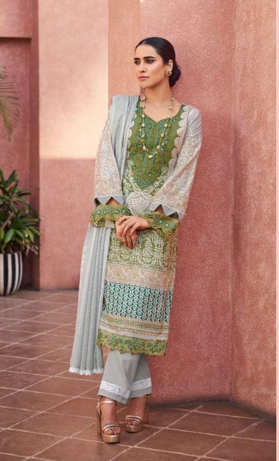  Levisha Mehefuz Vol 3 Satin Cotton Pakistani Print with Fancy Self Embroidery Designer Dress Material On Wholesale