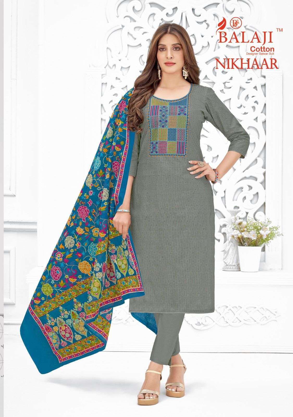Balaji Nikhaar Pure Cotton Printed Top Bottom With Dupatta On Wholesale