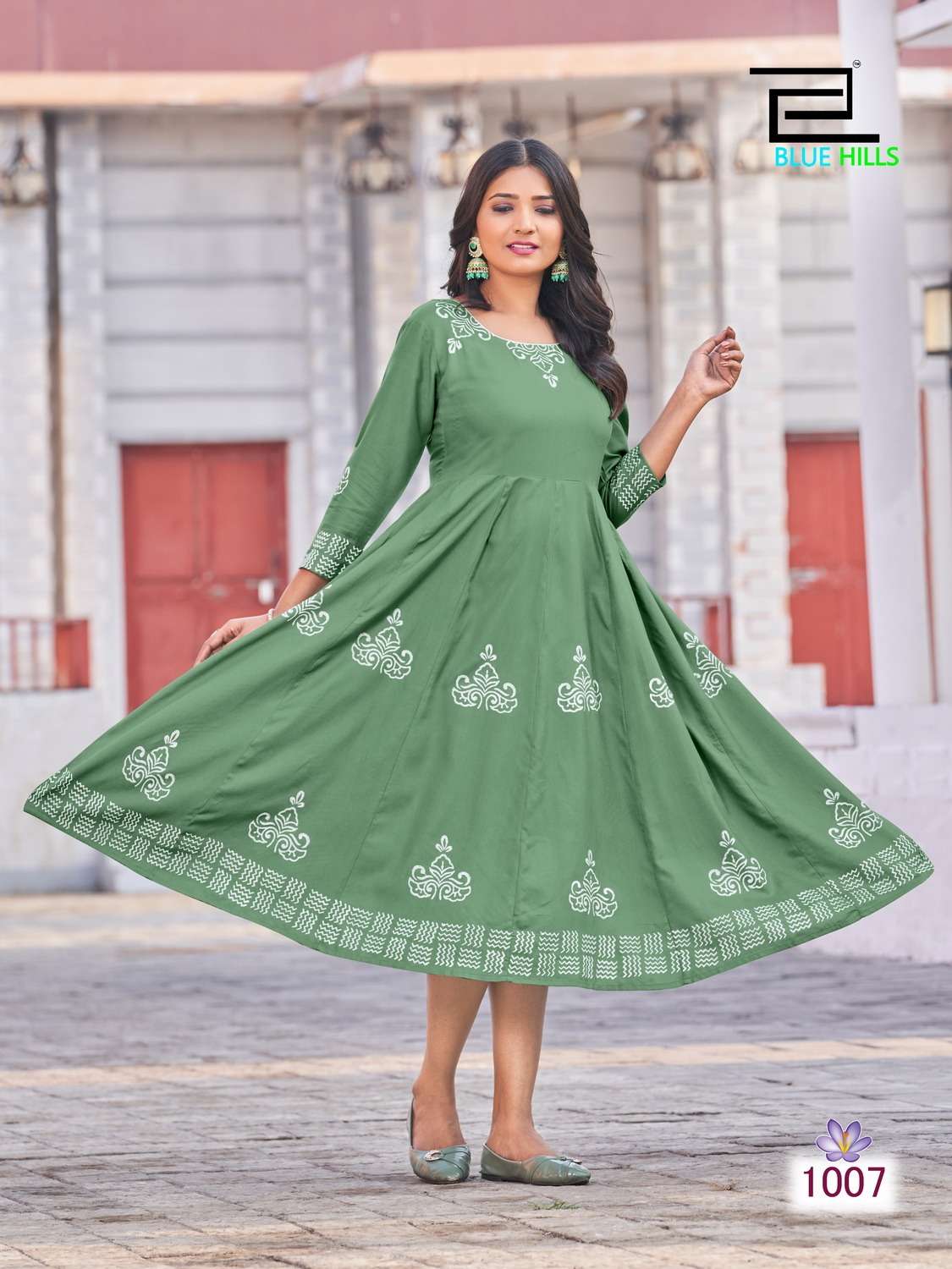 Women's Green Anarkali Kurti with Dupatta – mahezon