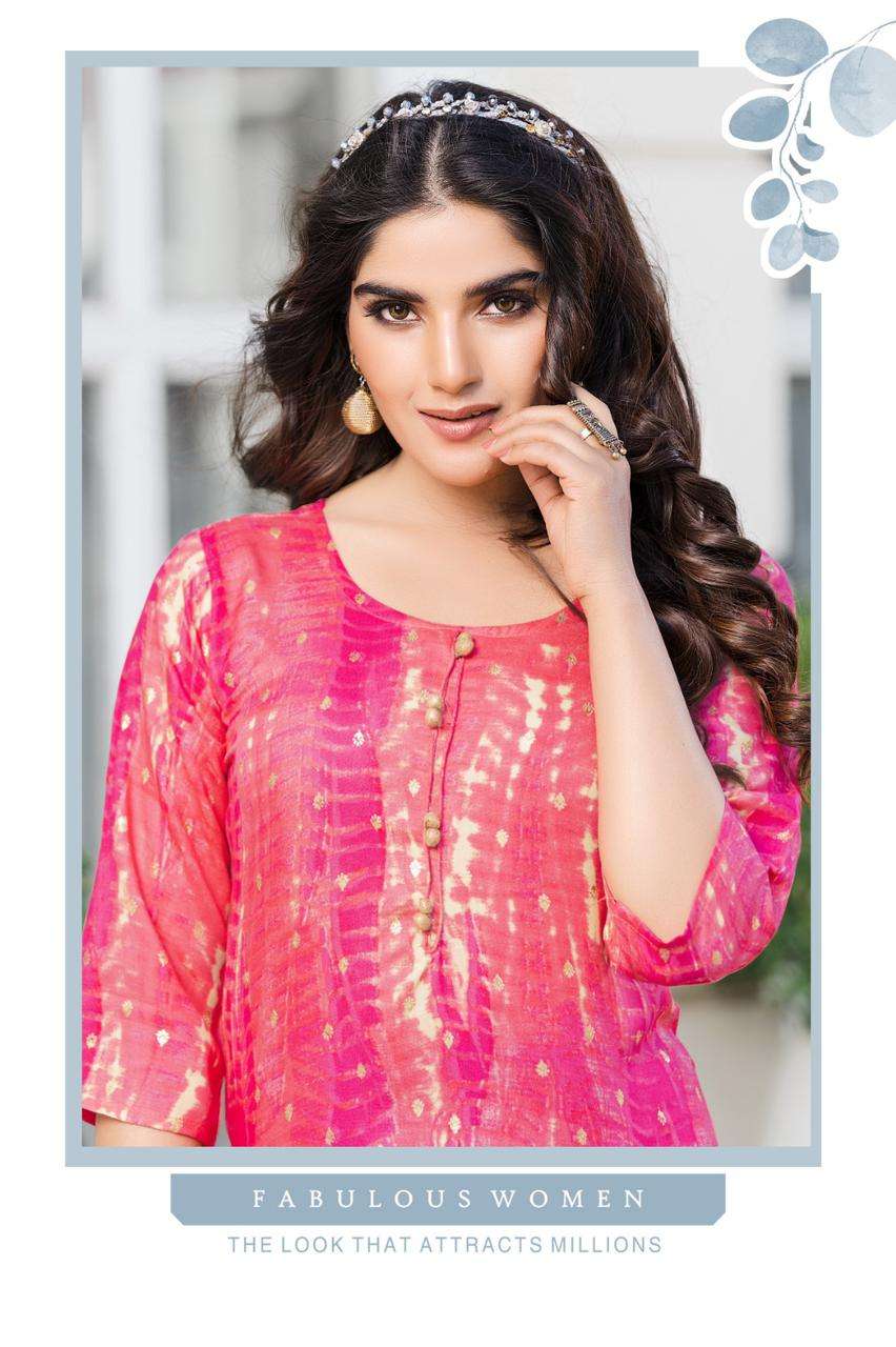Hirwa Vesh Vol 16 Heavy Rayon Shibori Prints With Foil Only Kurti On Wholesale