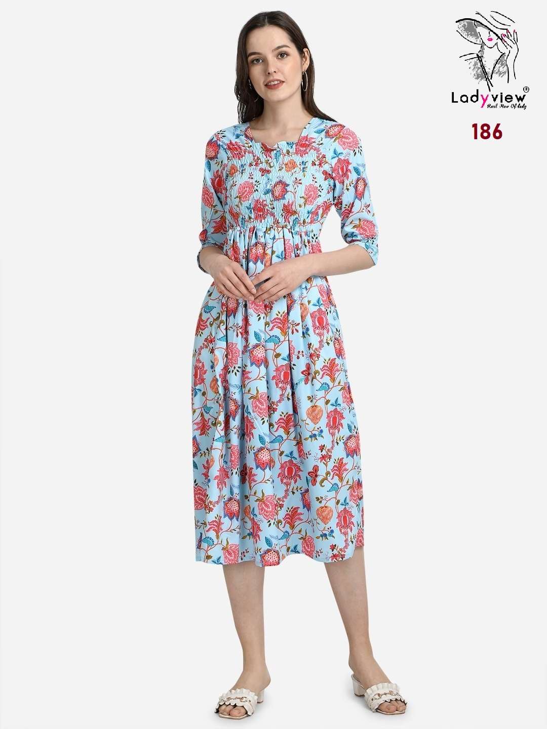Ladyview Meedee D.No.186 to 189 Designer Long Kurti On Wholesale