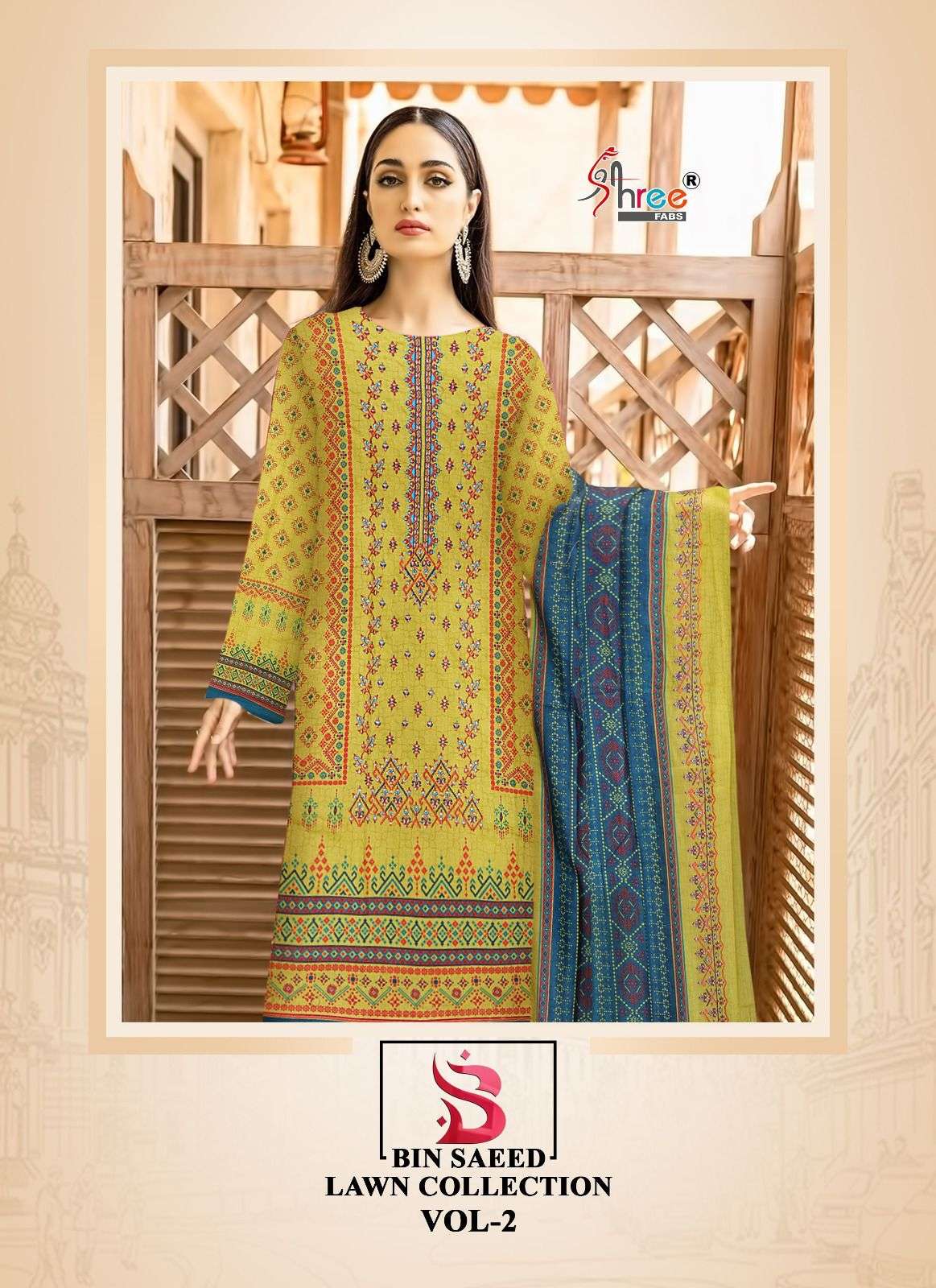 Shree Fabs Bin Saeed Lawn Collection Vol-2 Lawn Cotton Dress Material On Wholesale