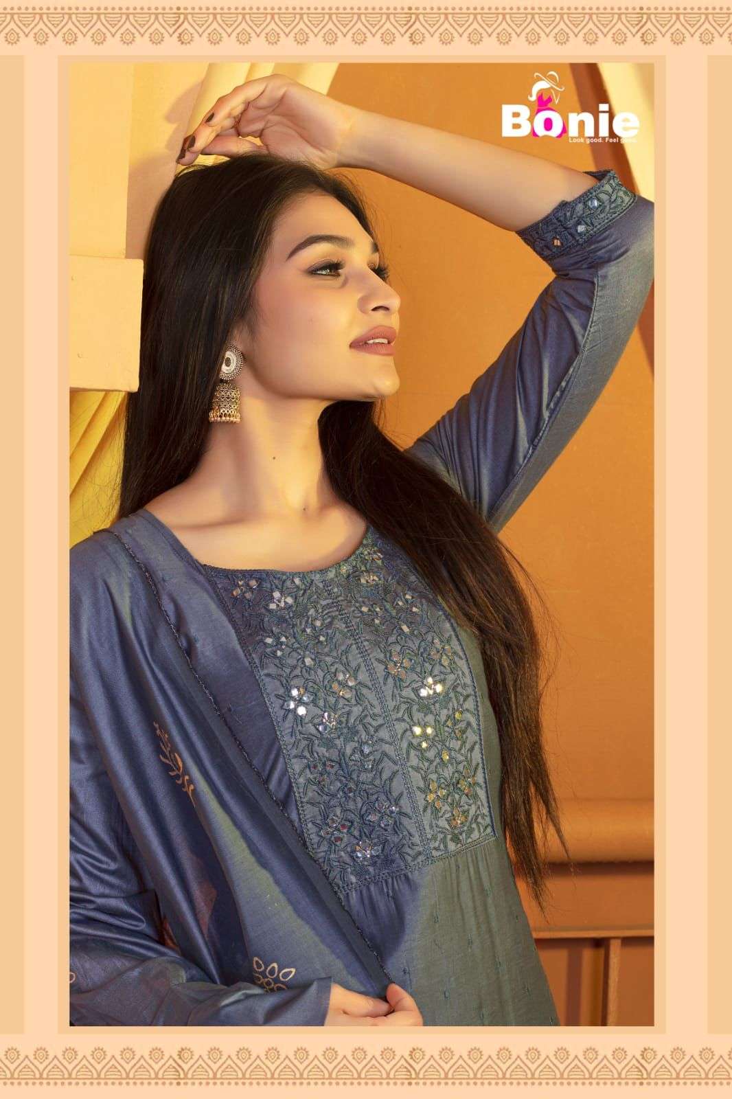 Bonie Flora Vol 4 Chanderi With Lining Inside With Amazing Embroidery On Wholesale