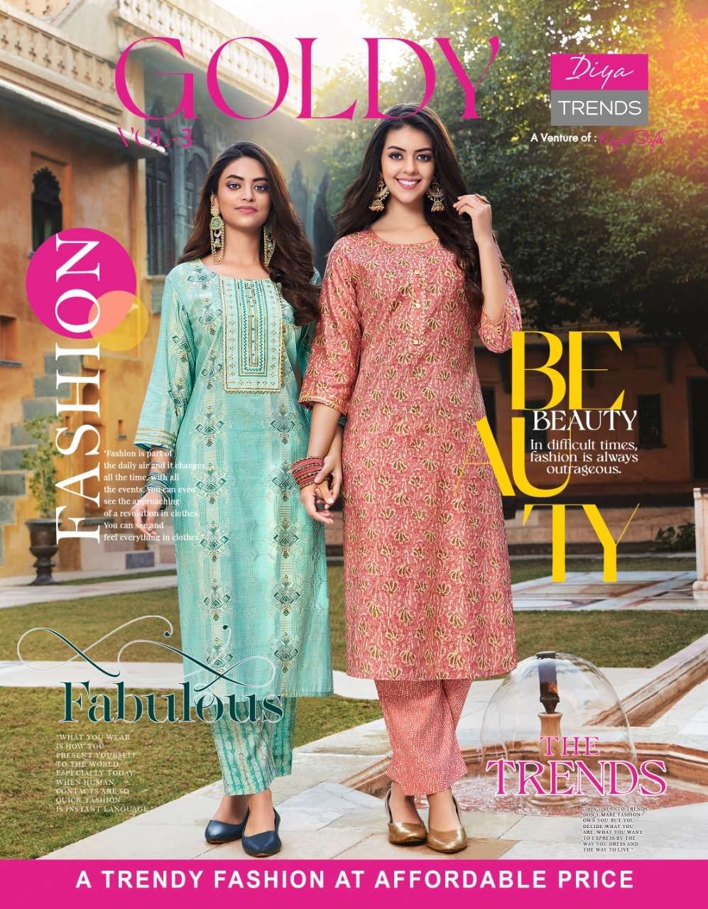 Diya Trends Goldy VOL-3 Kurti With Pant On Wholesale