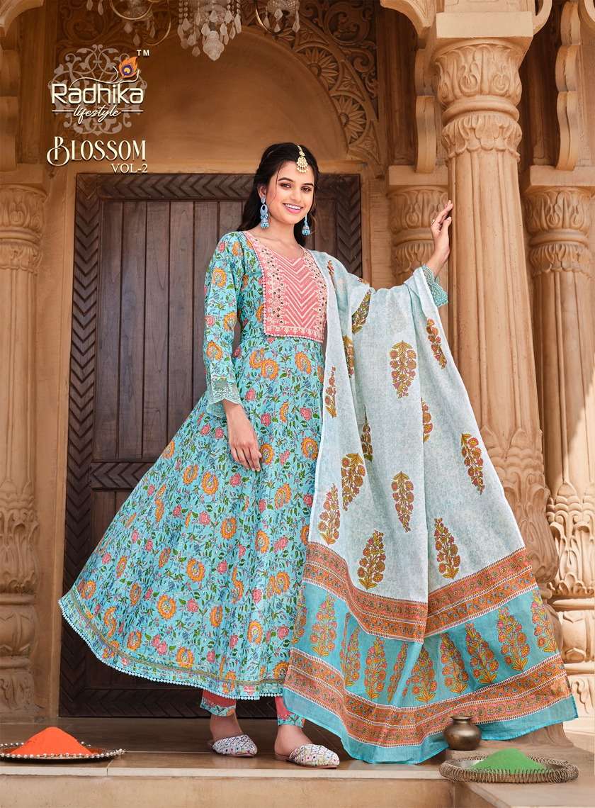 Radhika Lifestyle Blossom Vol 2  Top Bottom Dupatta On Wholesale      