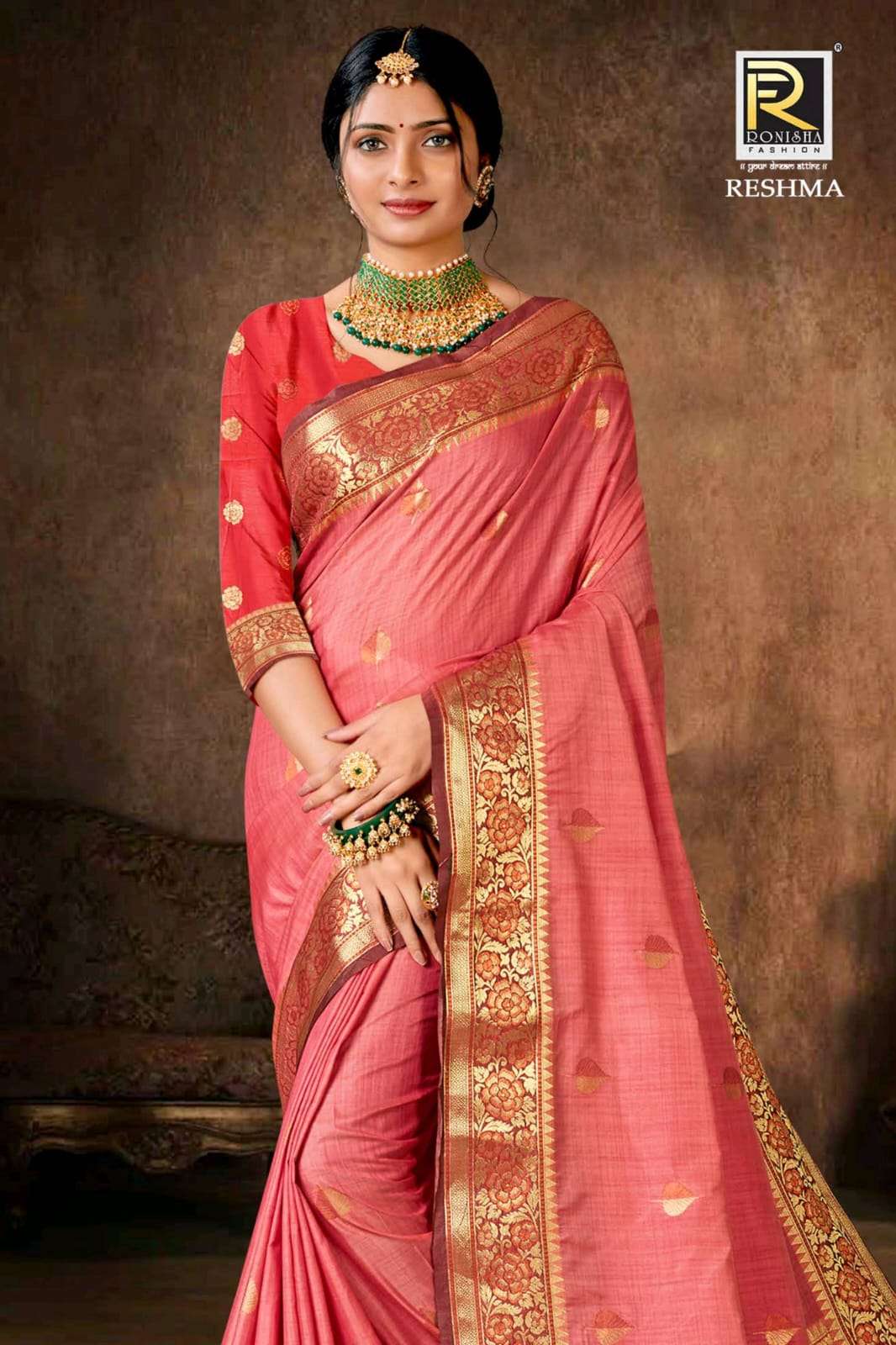 Ronisha Fashion Present Fabric Banarasi Silk Designer Saree On Wholesale