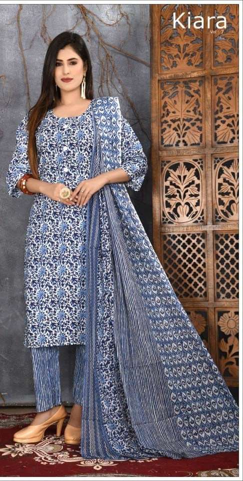 Trendy Kiara Vol-7 Kurti Pant Dupatta On Wholesale