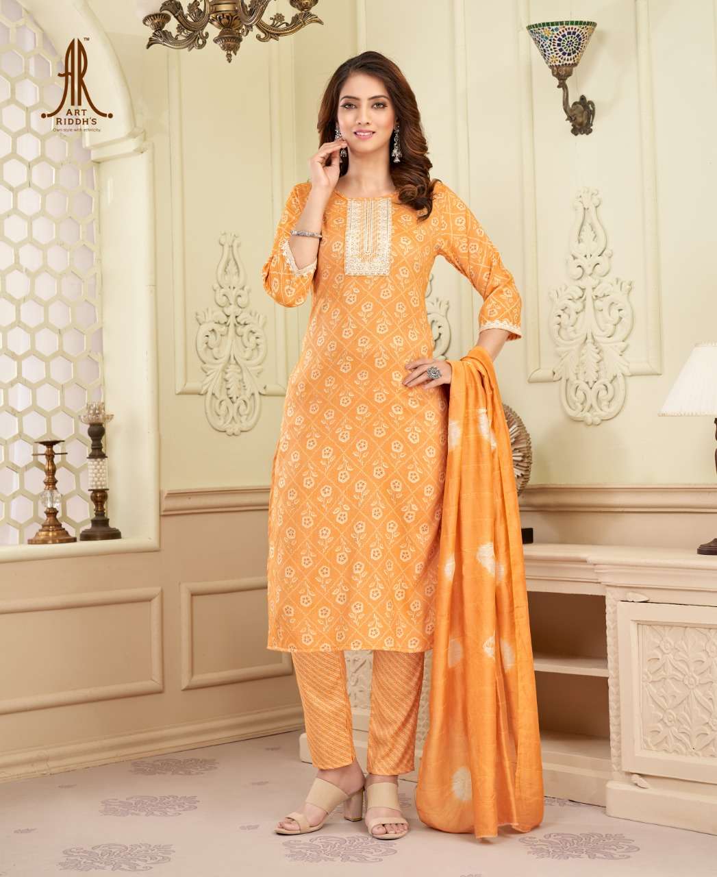 ARTRIDDH CAPSULE PRINT Light Orange Kurti Wholesale catalog