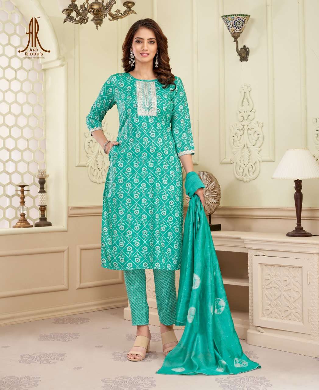 ARTRIDDH CAPSULE PRINT Sky Blue Kurti Wholesale catalog