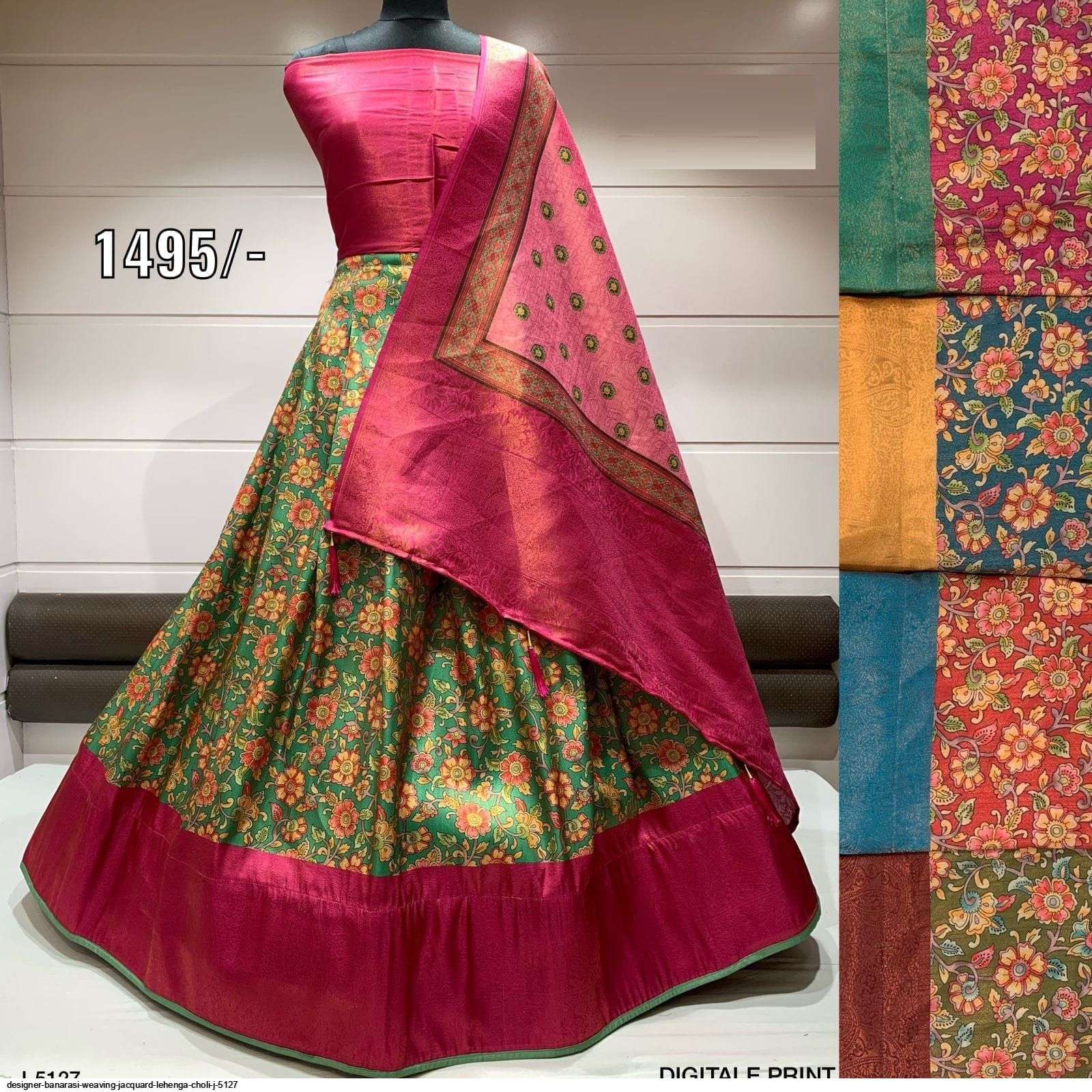 DESIGNER BANARASI WEAVING JACQUARD LEHENGA CHOLI J 5127 Wholesale catalog