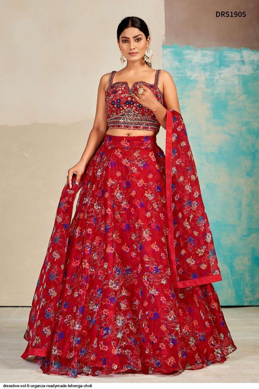 DRESSTIVE VOL 6 ORGANZA READYMADE LEHENGA CHOLI DSR1905 Wholesale catalog
