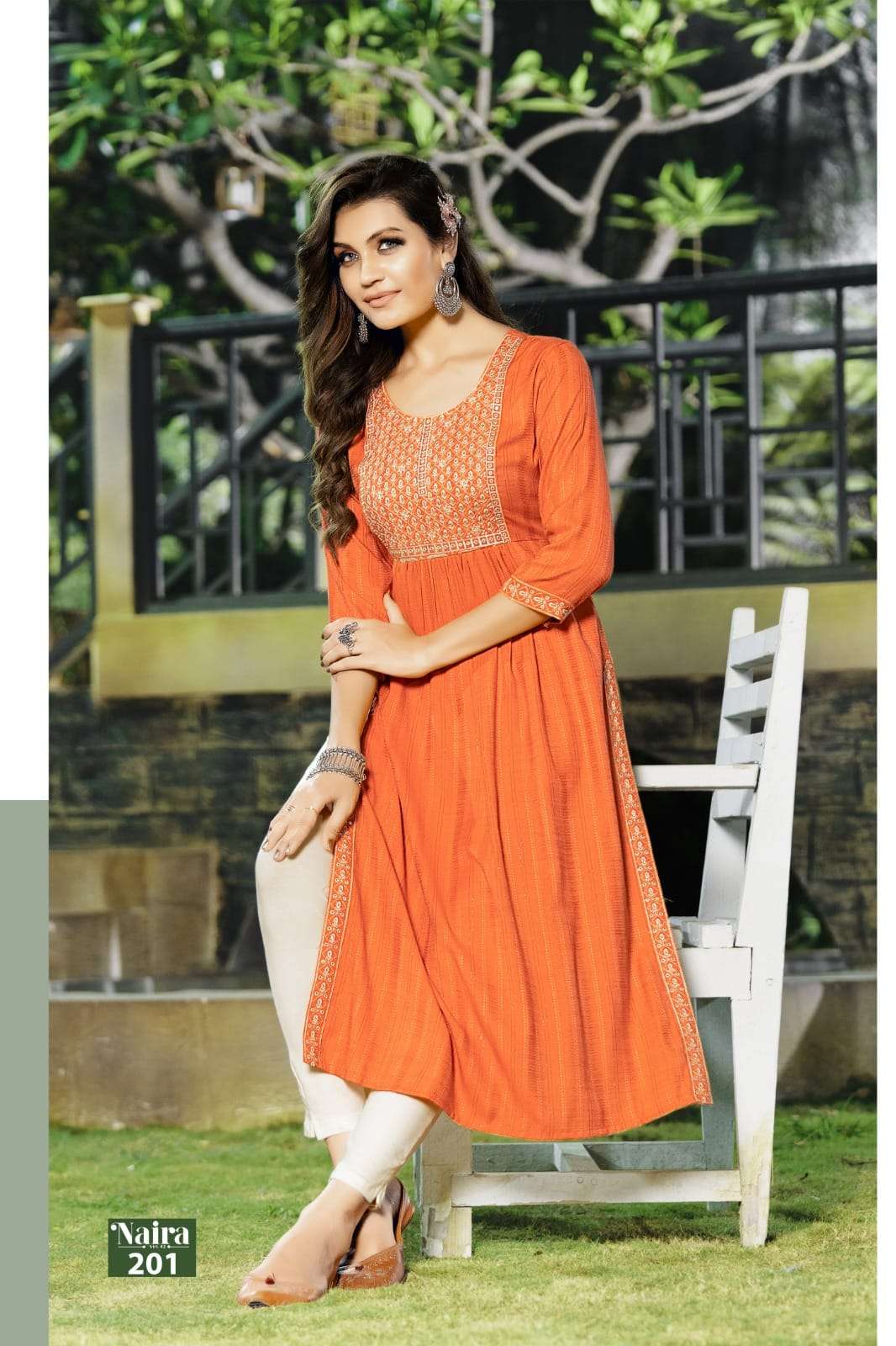 Wanna Marigold Naira Launch New Super Fancy Naira Kurti With Pant & Fancy  Dupatta Catalogue