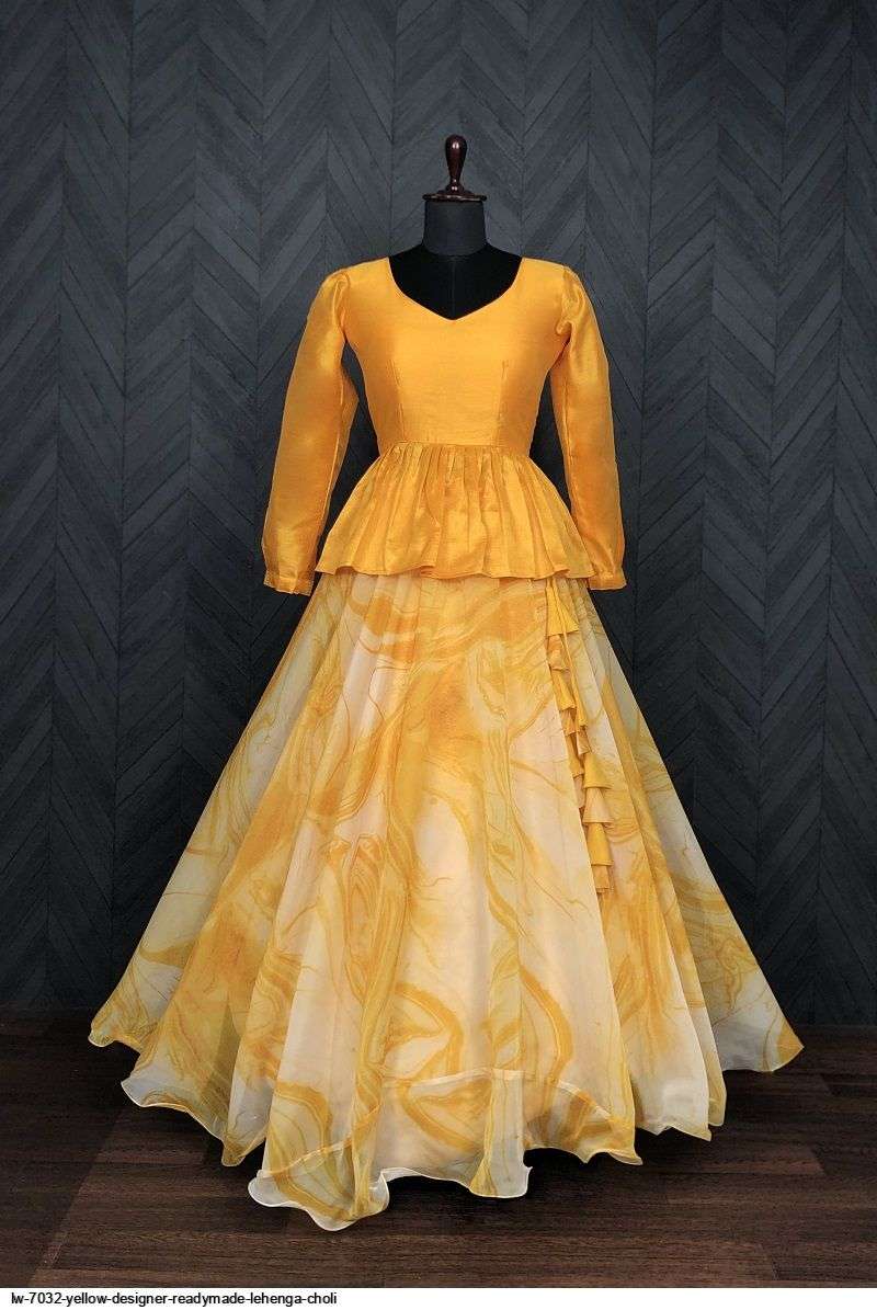 LW 7032 YELLOW DESIGNER READYMADE LEHENGA CHOLI Wholesale catalog