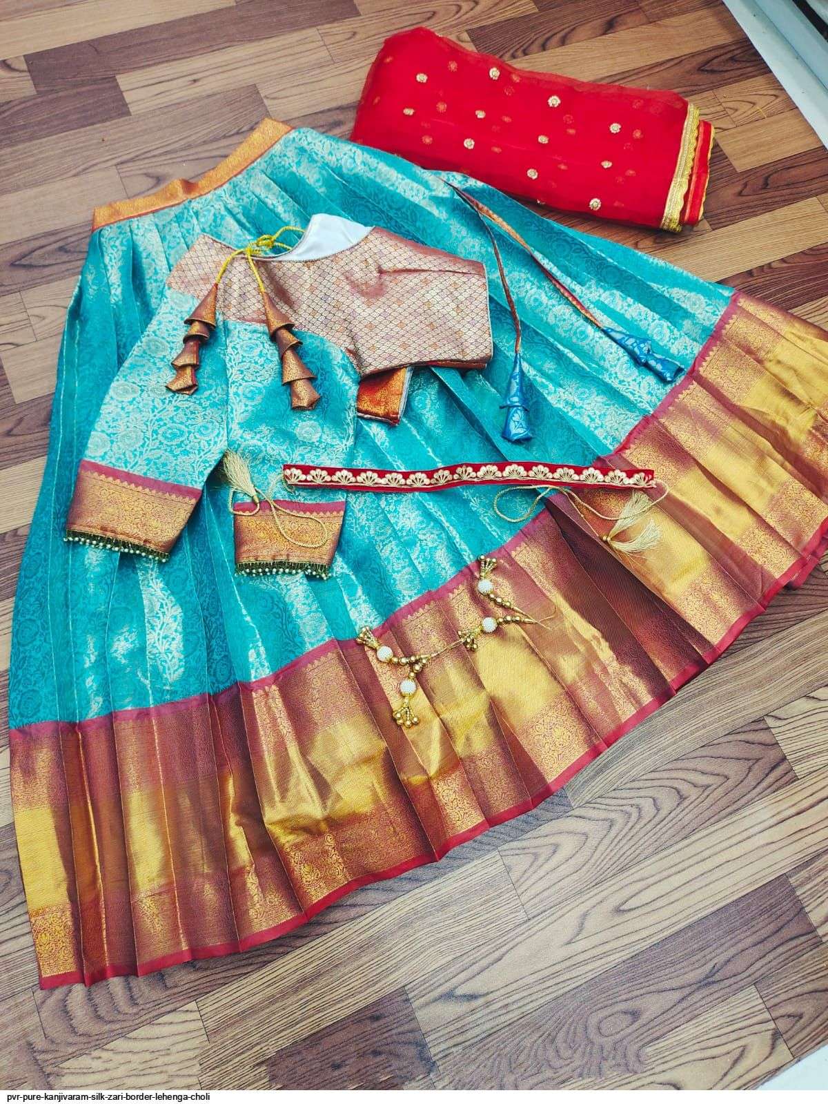 PVR PURE KANJIVARAM SILK ZARI BORDER LEHENGA CHOLI B Wholesale catalog