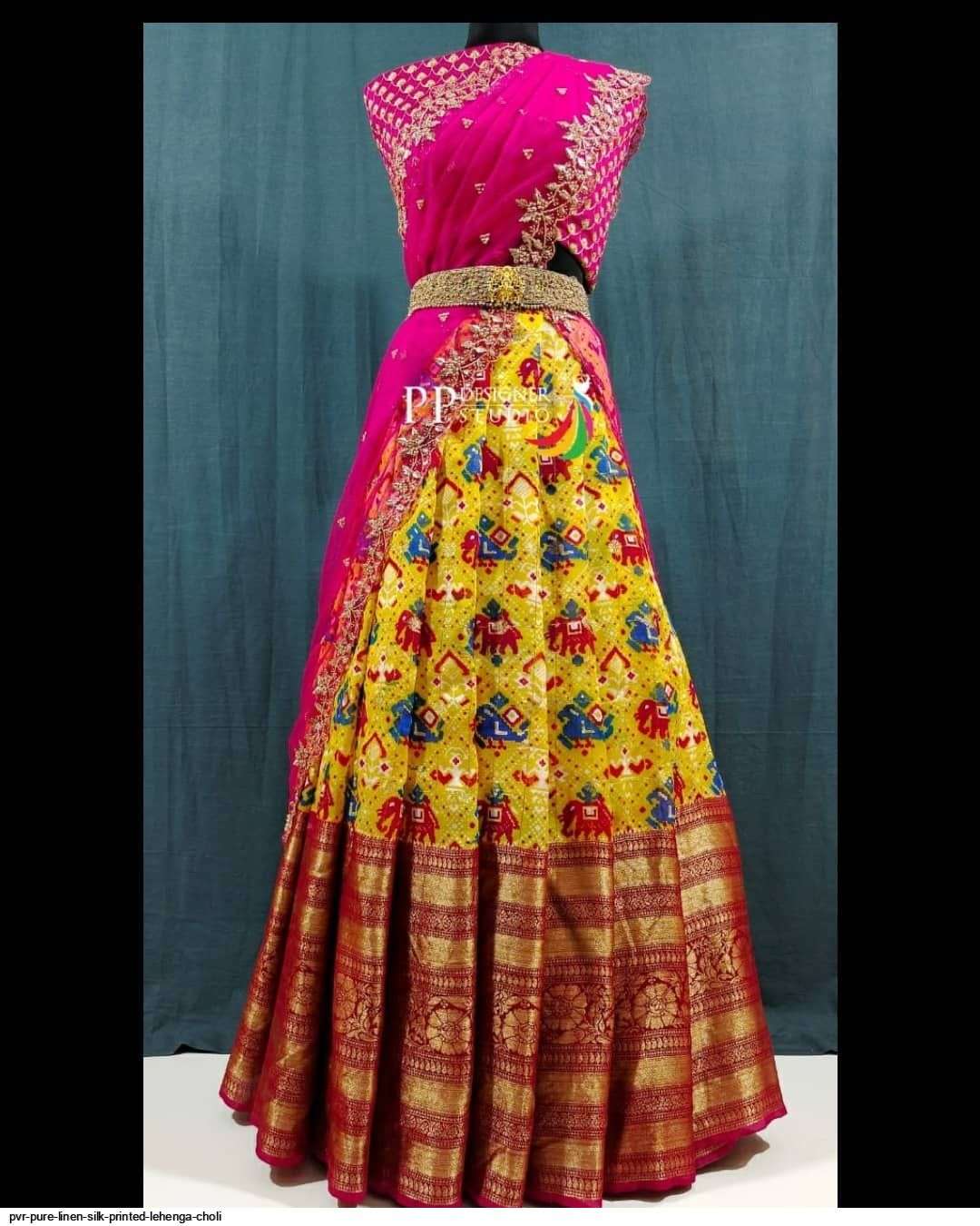 PVR PURE LINEN SILK PRINTED LEHENGA CHOLI C Wholesale catalog