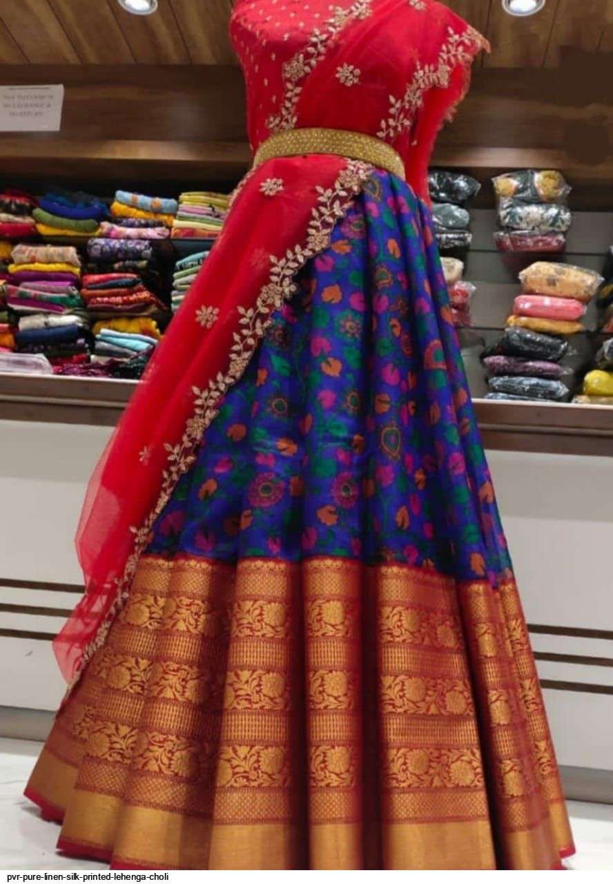 PVR PURE LINEN SILK PRINTED LEHENGA CHOLI G Wholesale catalog