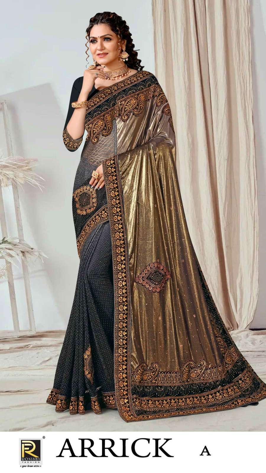 Ronisha Arrick Stone Work Designer Saree Wholesale catalog