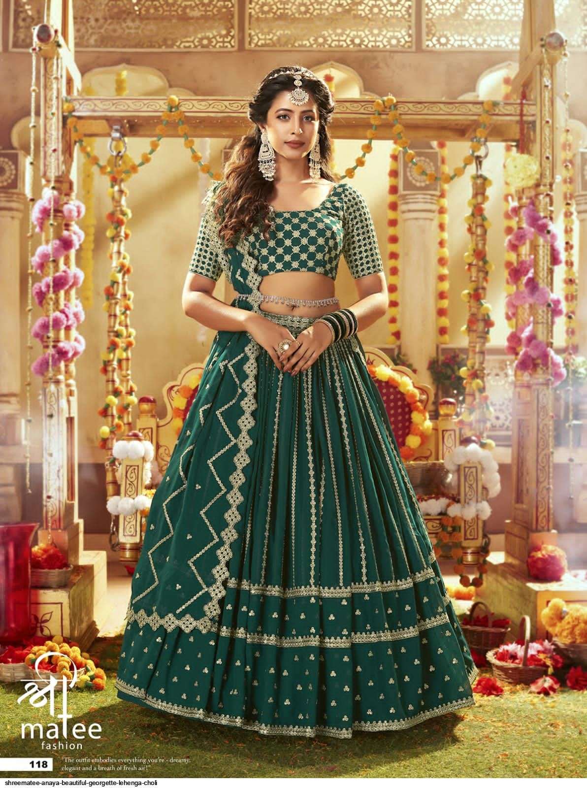 SHREEMATEE ANAYA BEAUTIFUL GEORGETTE LEHENGA CHOLI 118 Wholesale catalog