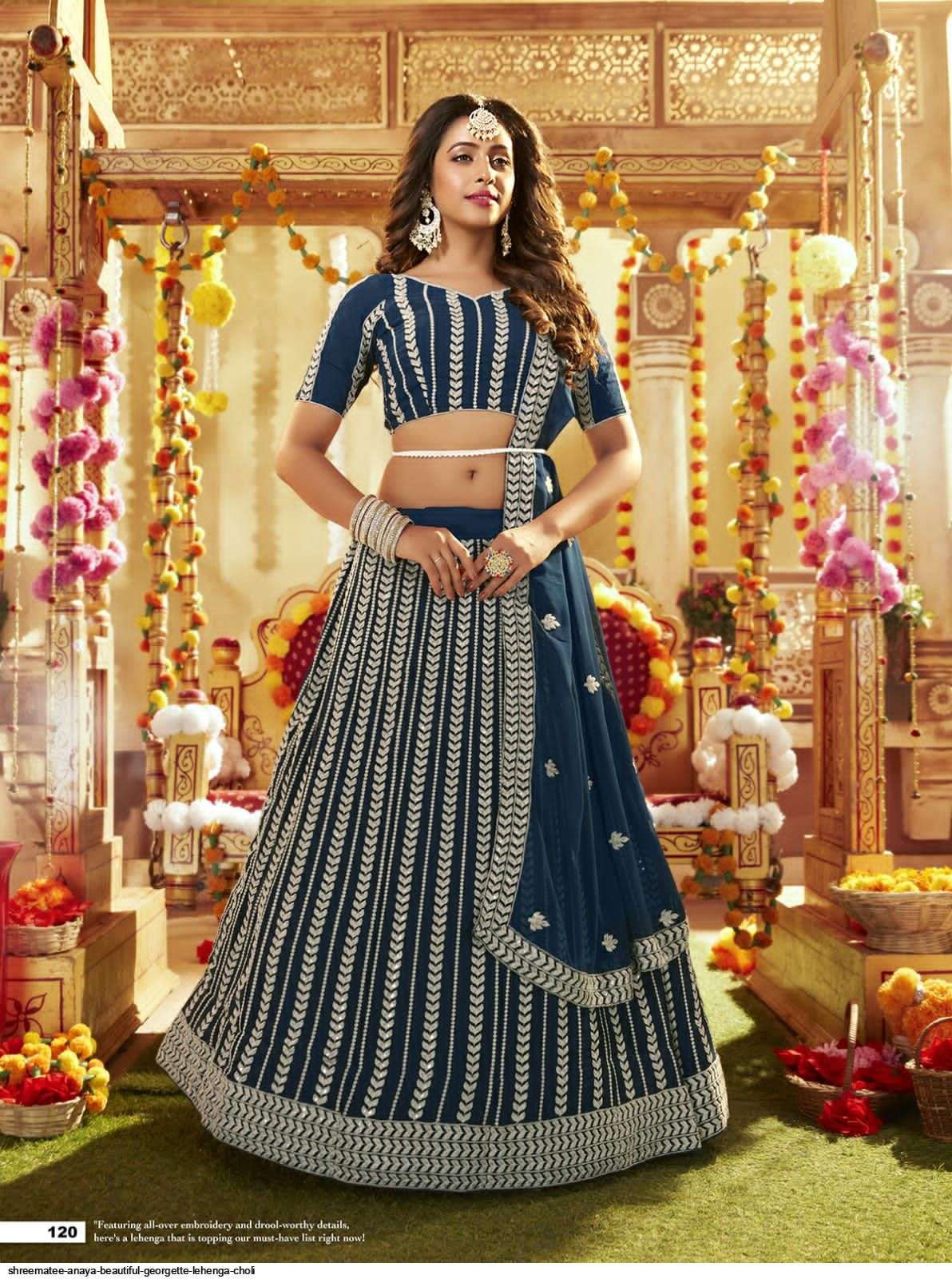 SHREEMATEE ANAYA BEAUTIFUL GEORGETTE LEHENGA CHOLI 120 Wholesale catalog