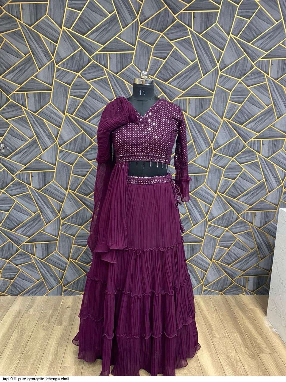 TAPI 011 PURE GEORGETTE LEHENGA CHOLI A Wholesale catalog